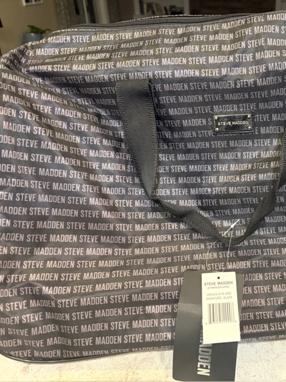 Steve Madden Black Logo Print wheeled Duffel Bag